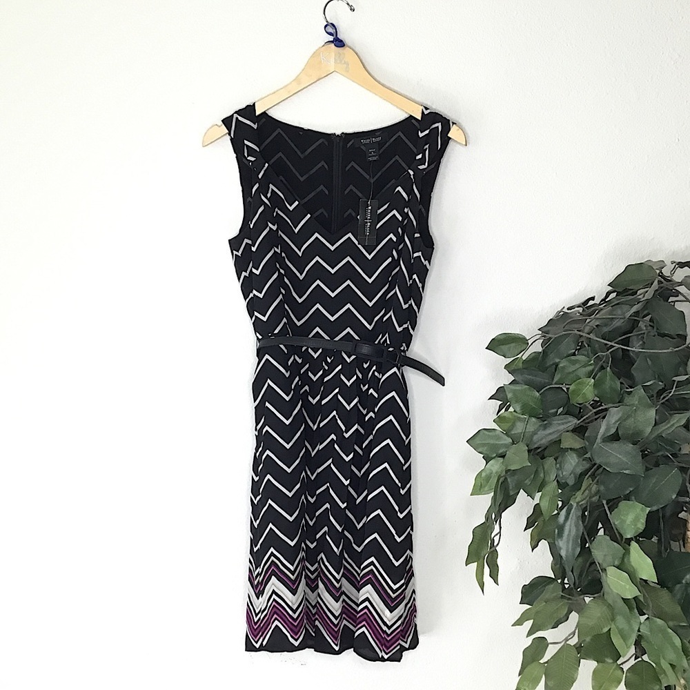 NWT White House Black Market Silk Zig Zag Dress